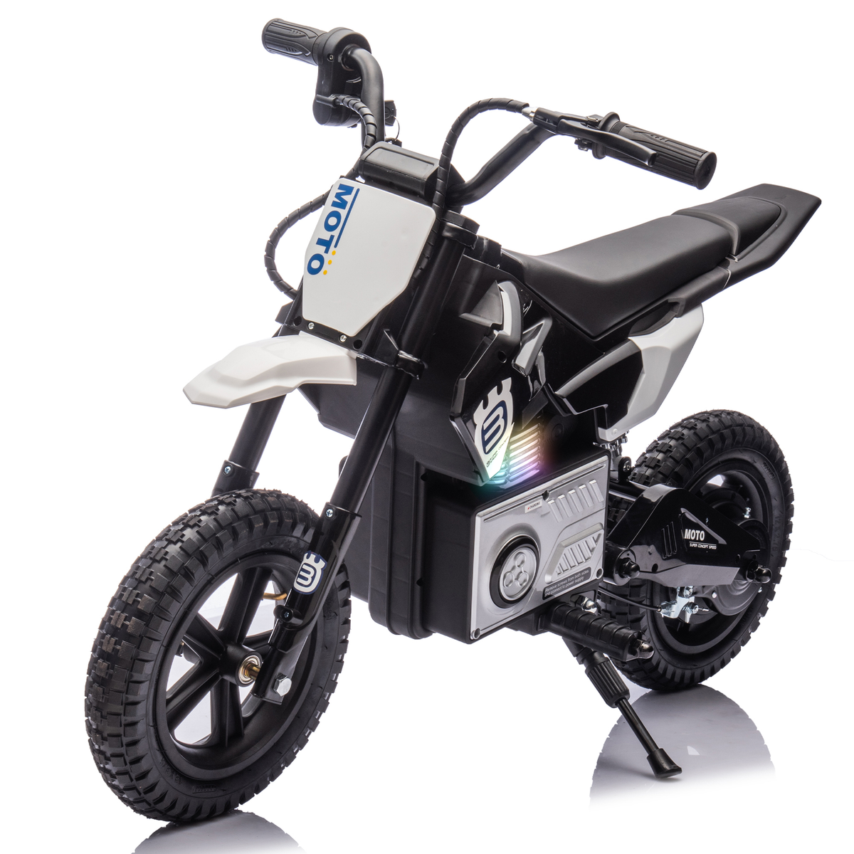 24V Kids Ride On Electric Toy Motocross Motorcycle,200W High Speed Hub Motor,Rear wheel shock absorber,Adjustable speed,LED breath lamp,Bluetooth,Music,Speeds 3.11-9.32MPH For Kids Aged 5-12
