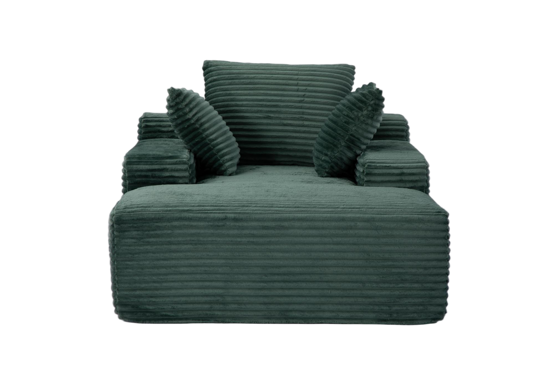 Oversized Chaise Lounge Chair Cozy Cloud Couch, Modern Plush Corduroy Upholstered Sleeper Sofa Daybed with 3 Throw Pillows and Wide Armrest for Living Room, No Assembly Required,Green