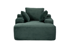 Oversized Chaise Lounge Chair Cozy Cloud Couch, Modern Plush Corduroy Upholstered Sleeper Sofa Daybed with 3 Throw Pillows and Wide Armrest for Living Room, No Assembly Required,Green