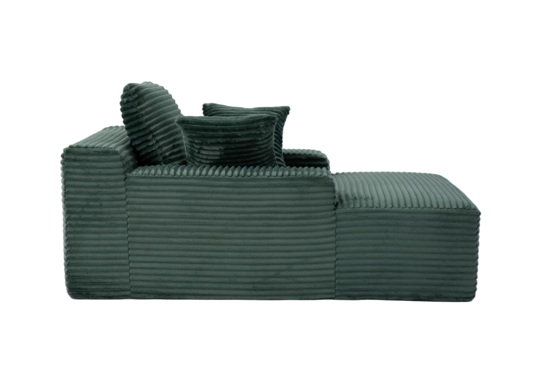 Oversized Chaise Lounge Chair Cozy Cloud Couch, Modern Plush Corduroy Upholstered Sleeper Sofa Daybed with 3 Throw Pillows and Wide Armrest for Living Room, No Assembly Required,Green