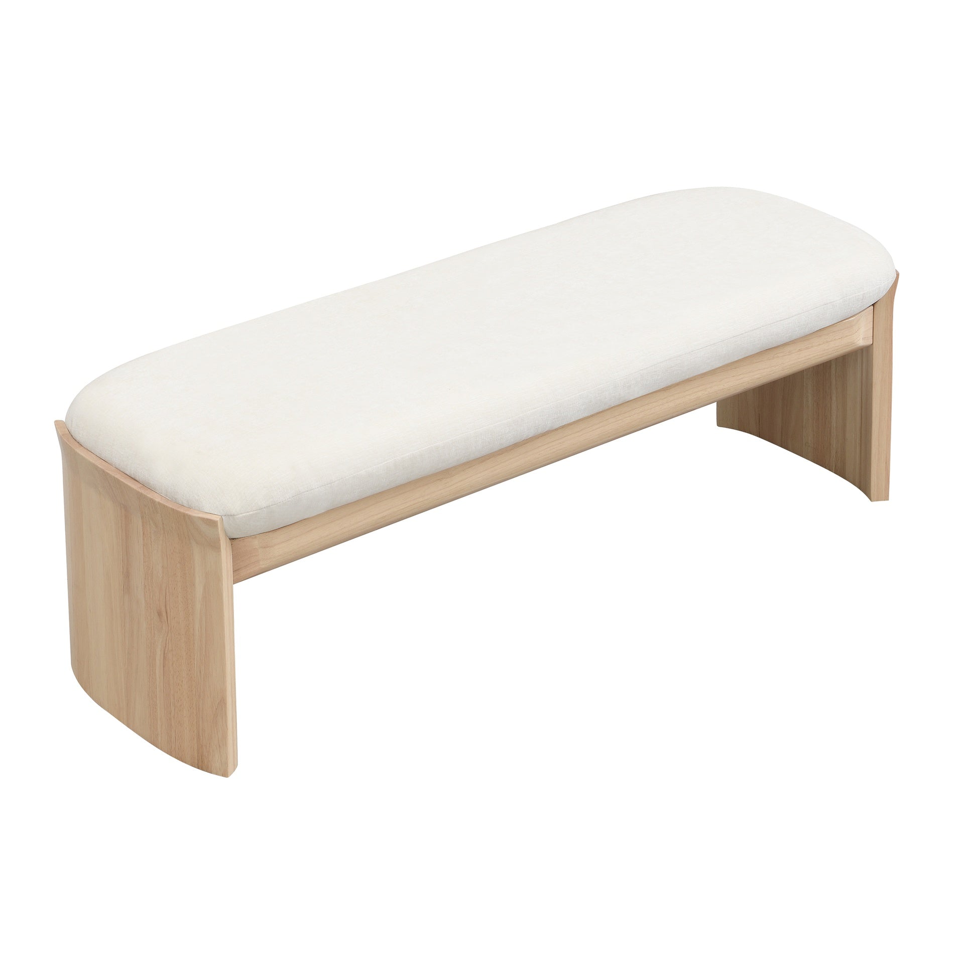 51.5 Inch Beige Rubber Wood Footstool For Bedroom and Living Room
