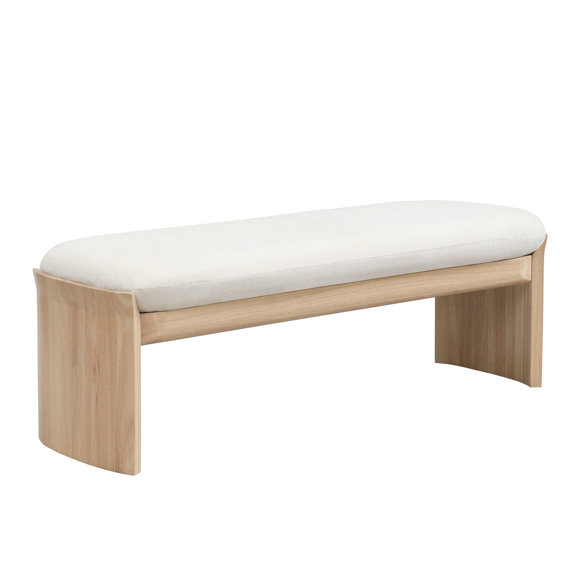51.5 Inch Beige Rubber Wood Footstool For Bedroom and Living Room