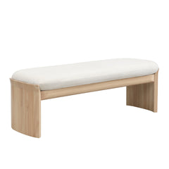 51.5 Inch Beige Rubber Wood Footstool For Bedroom and Living Room
