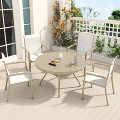5 Pieces Patio Dining Set, Patio Furniture Set of 4 Patio Stackable Dining Chairs and 40.6" Outdoor Metal Round Table