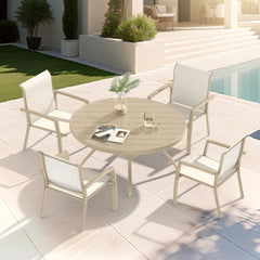 5 Pieces Patio Dining Set, Patio Furniture Set of 4 Patio Stackable Dining Chairs and 40.6" Outdoor Metal Round Table