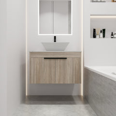 30 " Modern Design Float Bathroom Vanity With Ceramic Basin Set,  Wall Mounted White Vanity  With Soft Close Door,KD-Packing,KD-Packing,2 Pieces Parcel(TOP-BAB101MOWH)