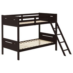 Espresso Twin/Twin Bunk Bed with Built-in Ladder