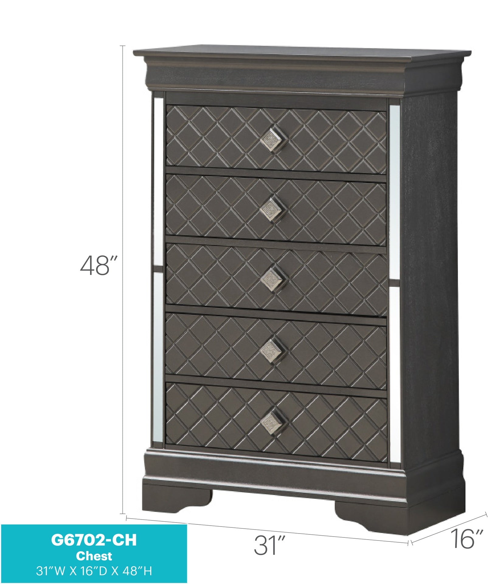 Verona G6702-CH Chest , Metalic Black