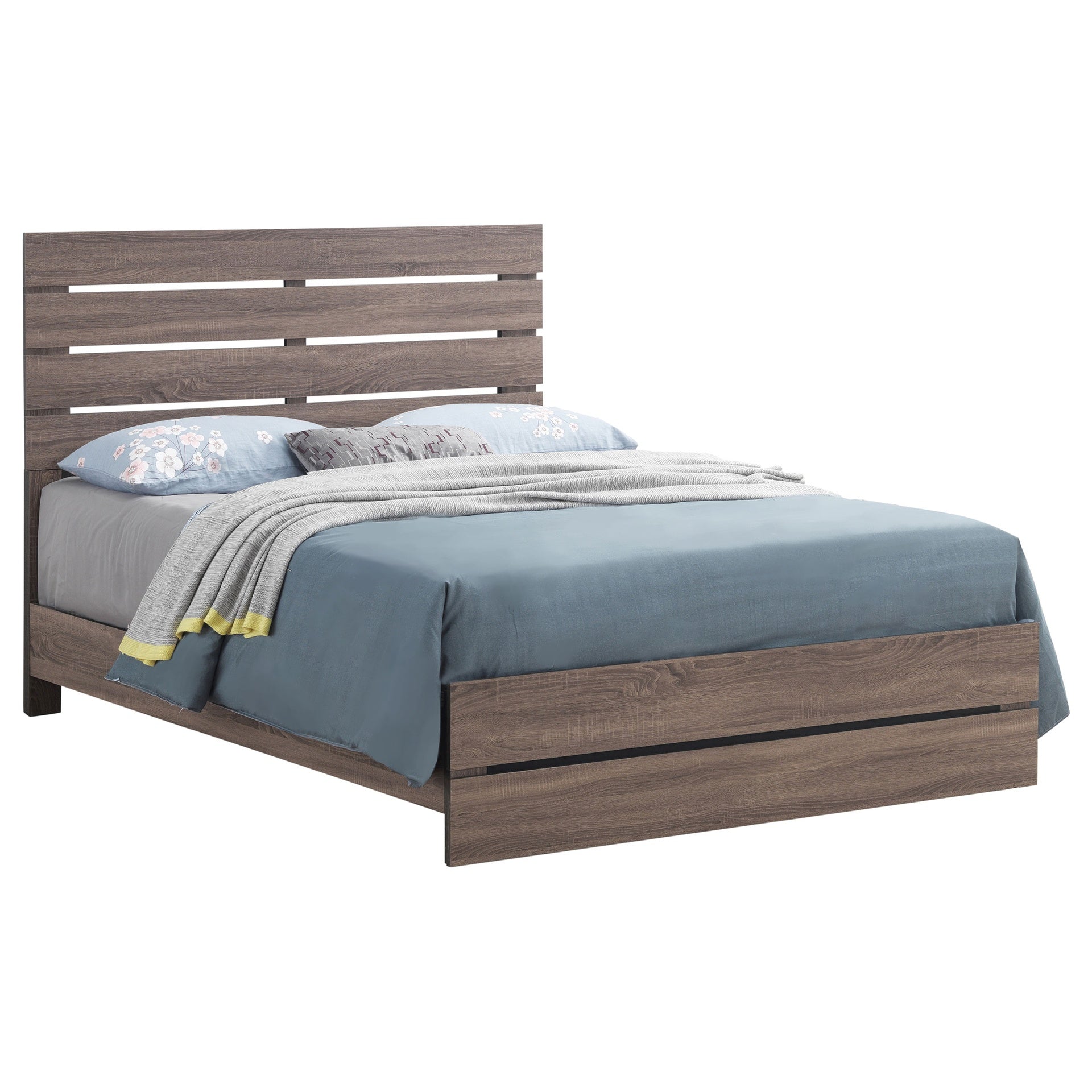 Geary Barrel Oak Panel Eastern King Bed with Slat