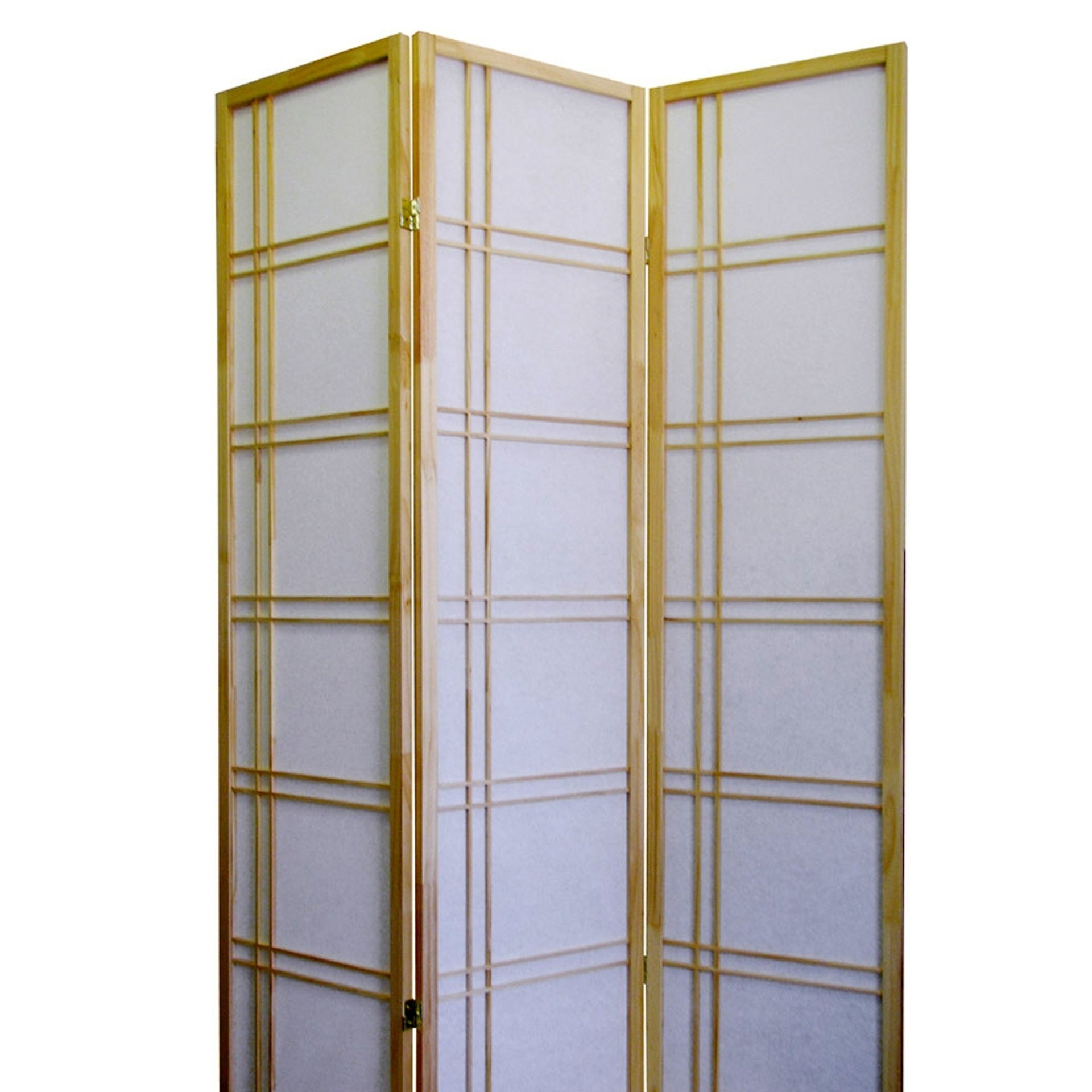 70" Tall 3-Panel Screen / Room Divider "Girard" with Natural Wood finish