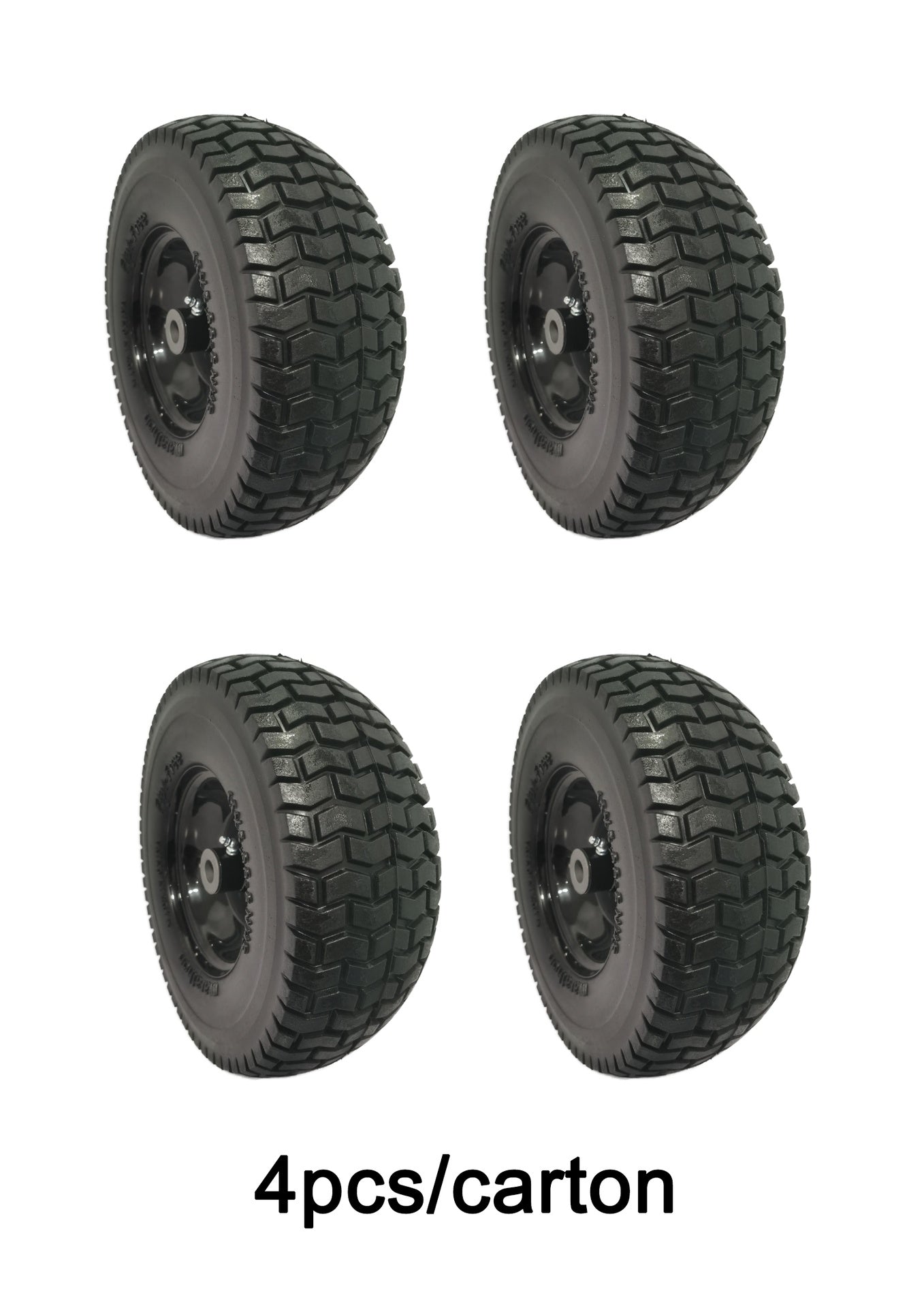 13x5.00-6 Flat Free Tire and Wheel Assemblies - Compatible for 13x5-6 Solid Rubbe Riding Lawn Mower Wheels and Tires - With 3" Centered Hub and 3/4" Bushings (Extra 5/8" Bushings)