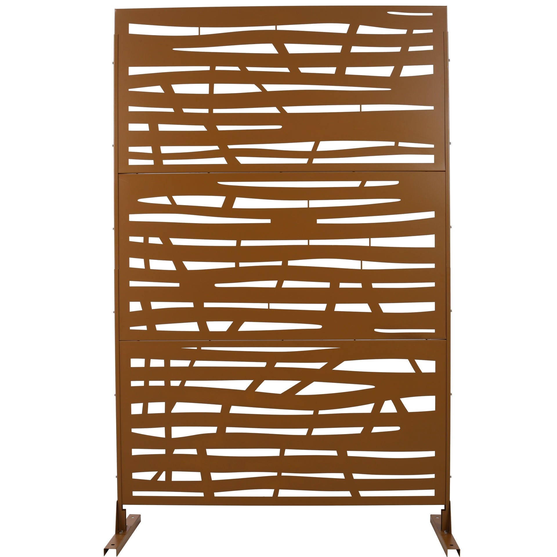 Outdoor & Indoor Privacy Screen Metal Privacy Screen 76" H×48" W, Freestanding Decorative Privacy Screen for Deck Balcony Patio, Privacy Fence Panels for Outside Lawn Garden PS109 BROWN