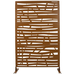 Outdoor & Indoor Privacy Screen Metal Privacy Screen 76" H×48" W, Freestanding Decorative Privacy Screen for Deck Balcony Patio, Privacy Fence Panels for Outside Lawn Garden PS109 BROWN