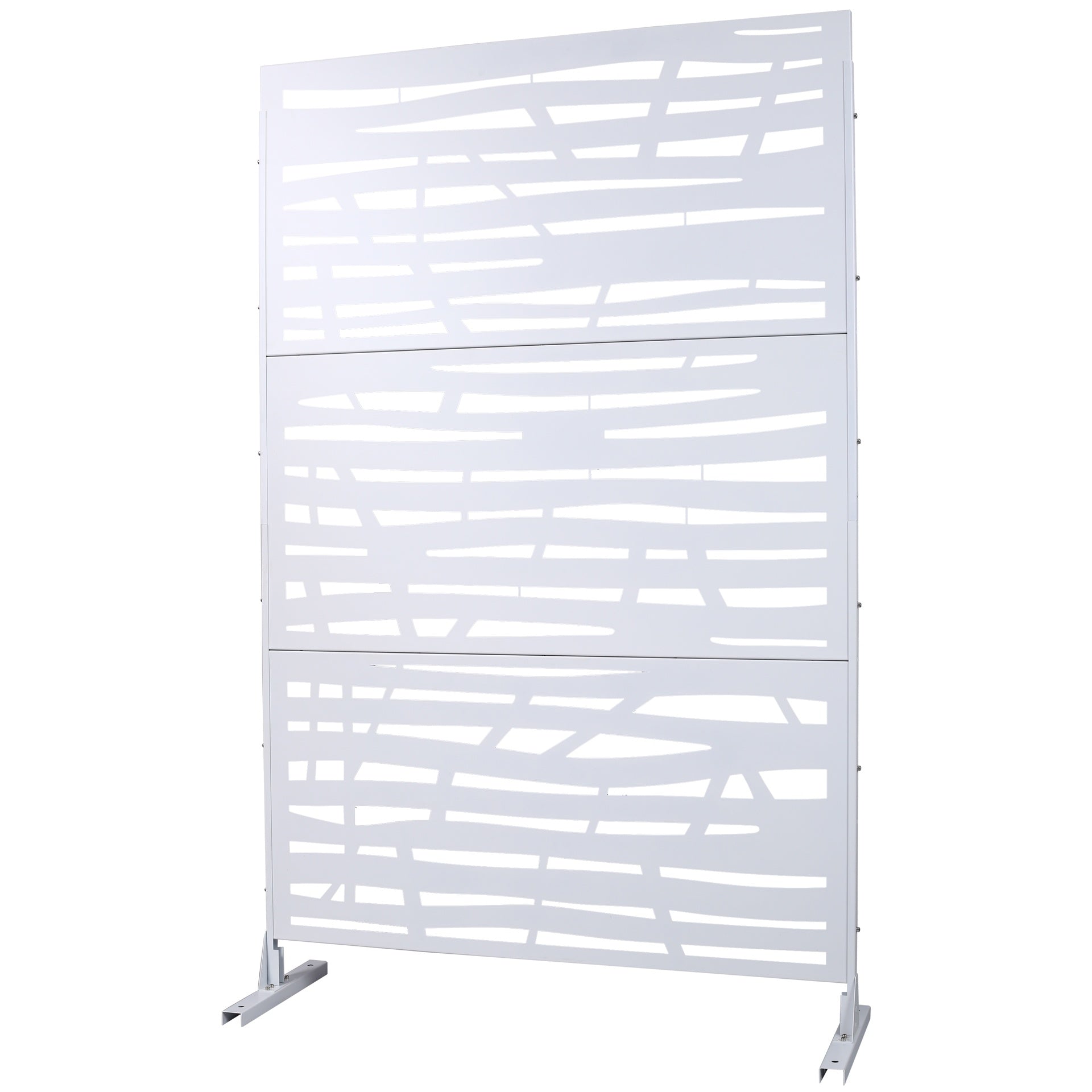 Outdoor & Indoor Privacy Screen Metal Privacy Screen 76" H×48" W, Freestanding Decorative Privacy Screen for Deck Balcony Patio, Privacy Fence Panels for Outside Lawn Garden PS109 WHITE