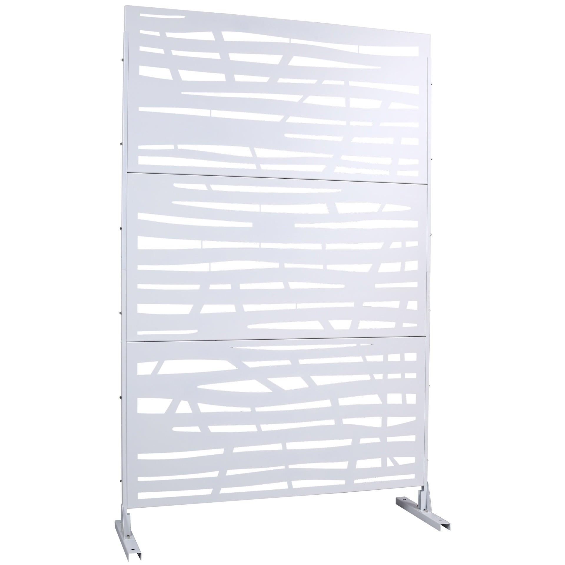Outdoor & Indoor Privacy Screen Metal Privacy Screen 76" H×48" W, Freestanding Decorative Privacy Screen for Deck Balcony Patio, Privacy Fence Panels for Outside Lawn Garden PS109 WHITE