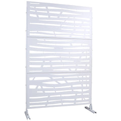 Outdoor & Indoor Privacy Screen Metal Privacy Screen 76" H×48" W, Freestanding Decorative Privacy Screen for Deck Balcony Patio, Privacy Fence Panels for Outside Lawn Garden PS109 WHITE