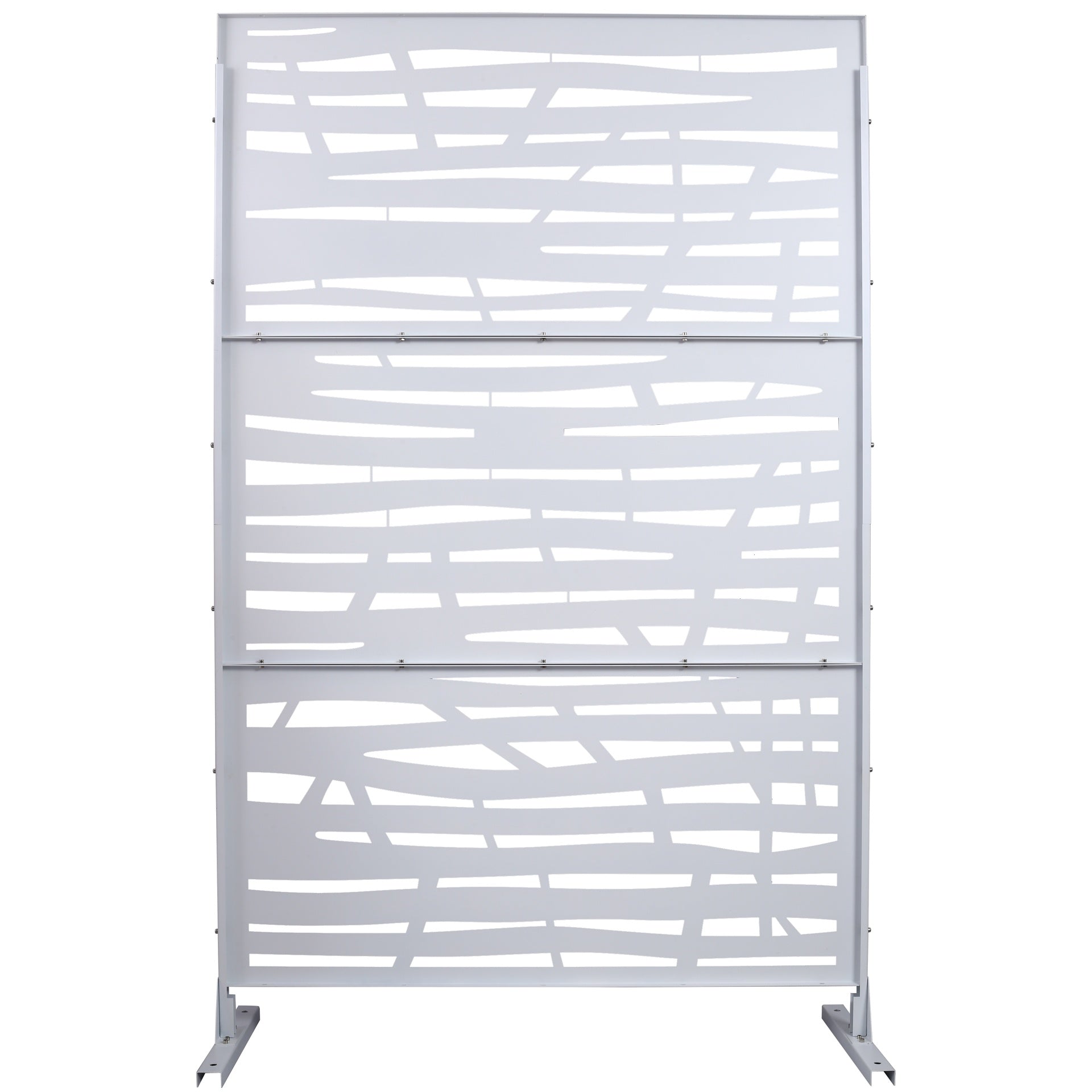 Outdoor & Indoor Privacy Screen Metal Privacy Screen 76" H×48" W, Freestanding Decorative Privacy Screen for Deck Balcony Patio, Privacy Fence Panels for Outside Lawn Garden PS109 WHITE