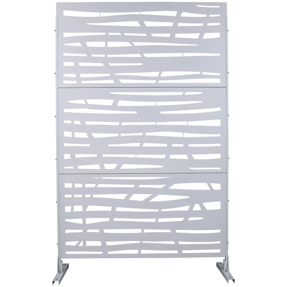Outdoor & Indoor Privacy Screen Metal Privacy Screen 76" H×48" W, Freestanding Decorative Privacy Screen for Deck Balcony Patio, Privacy Fence Panels for Outside Lawn Garden PS109 WHITE