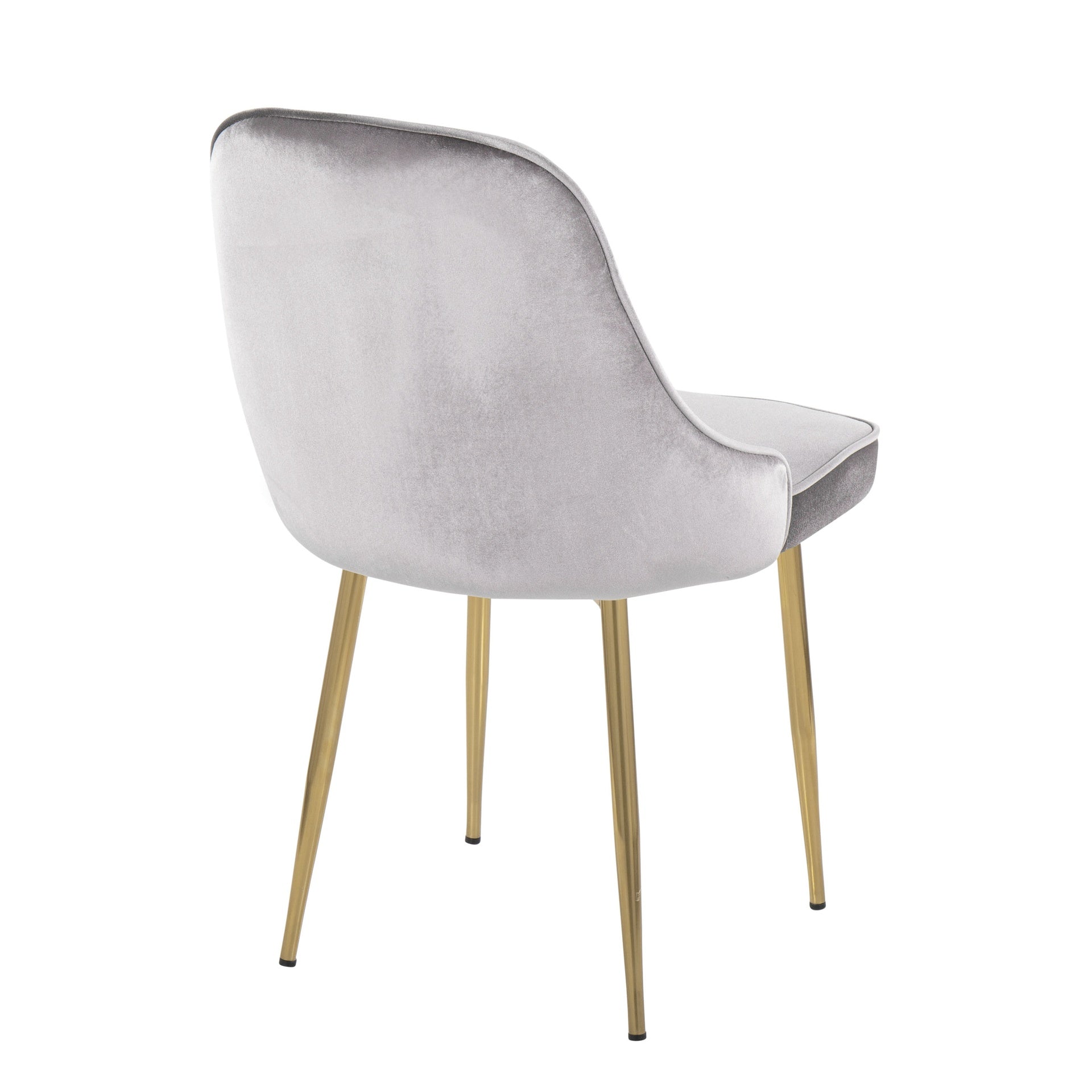 Marcel Contemporary Dining Chair with Gold Frame and Silver Velvet Fabric by LumiSource - Set of 2
