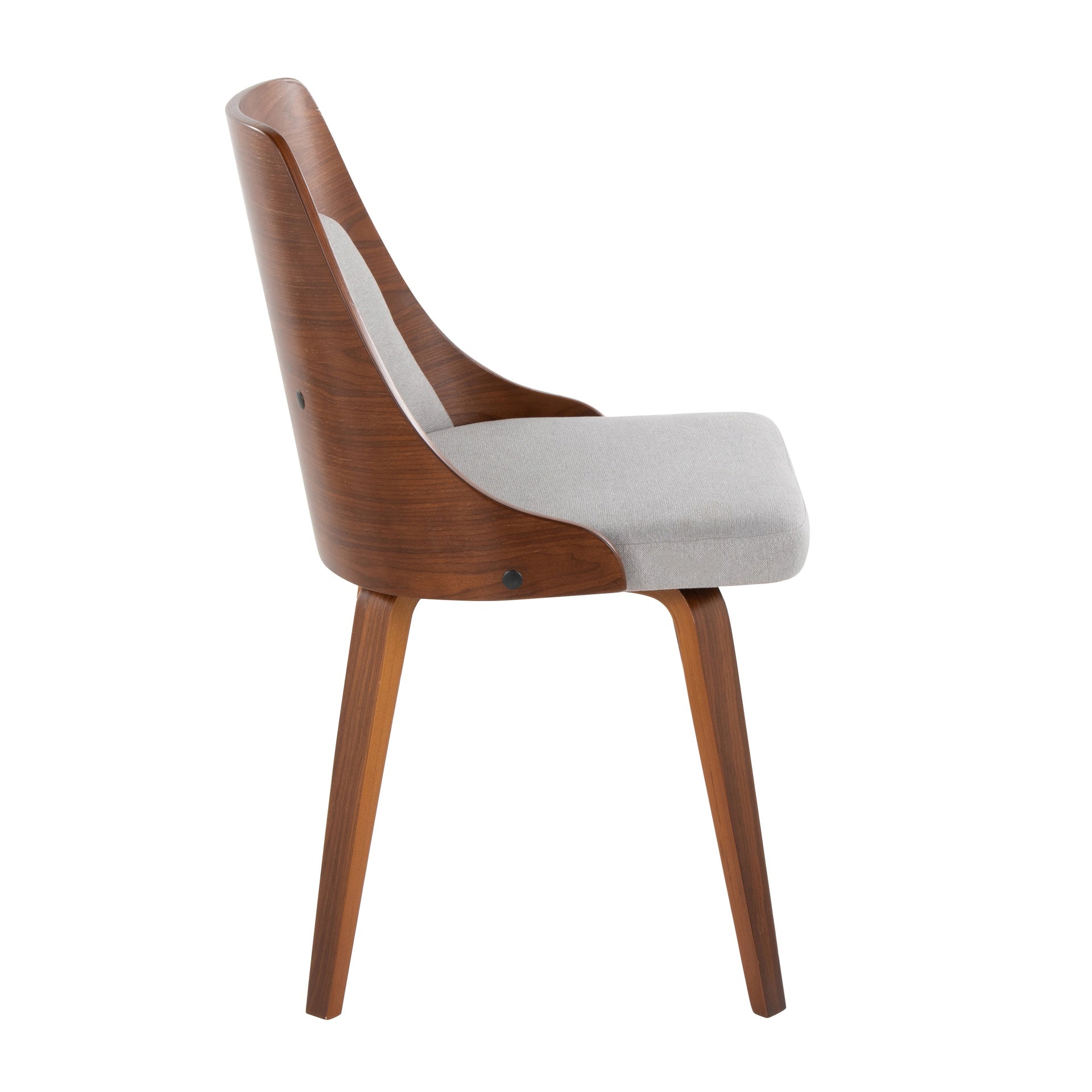 Anabelle Mid-Century Modern Dining/Accent Chair in Walnut Wood and Grey Fabric by LumiSource - Set of 2