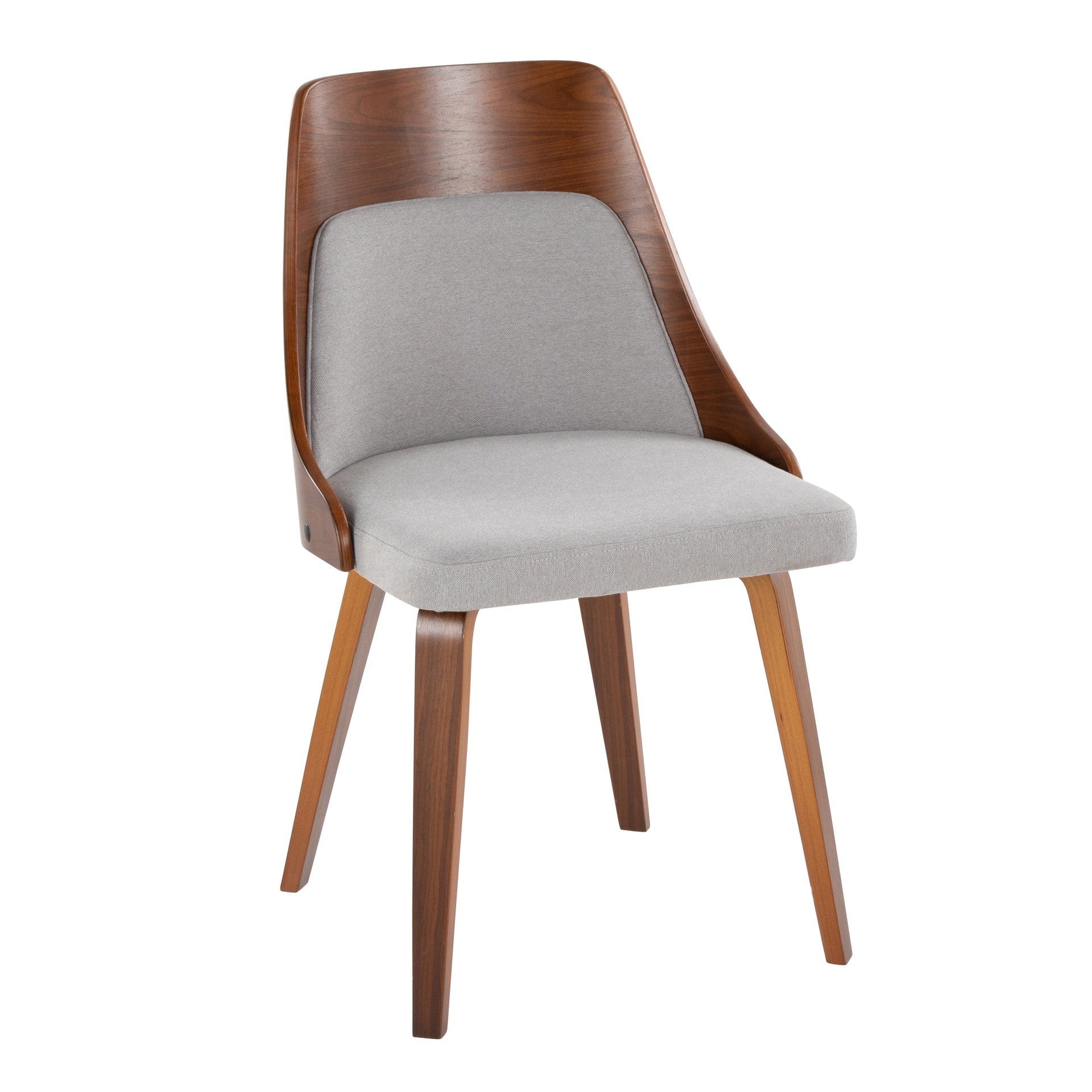Anabelle Mid-Century Modern Dining/Accent Chair in Walnut Wood and Grey Fabric by LumiSource - Set of 2