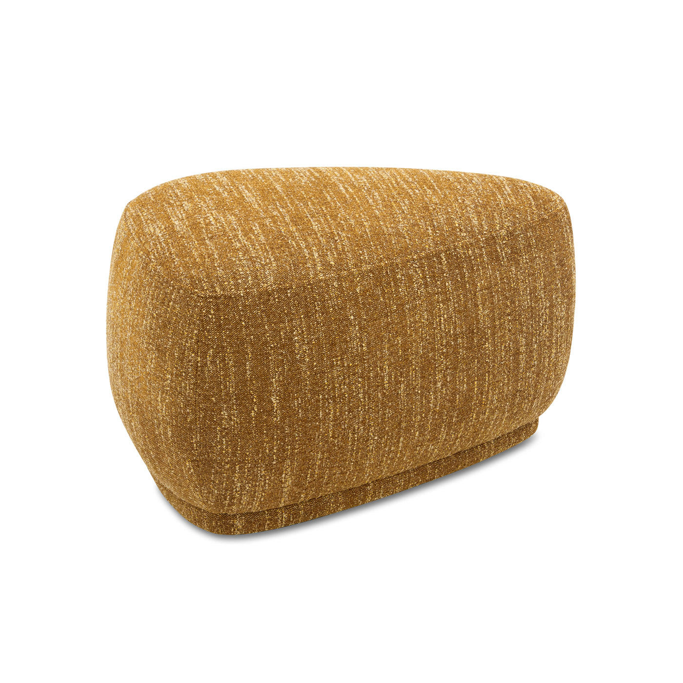 Pebble 26" Rounded Triangle Cocktail Ottoman, Mustard Yellow Tweed