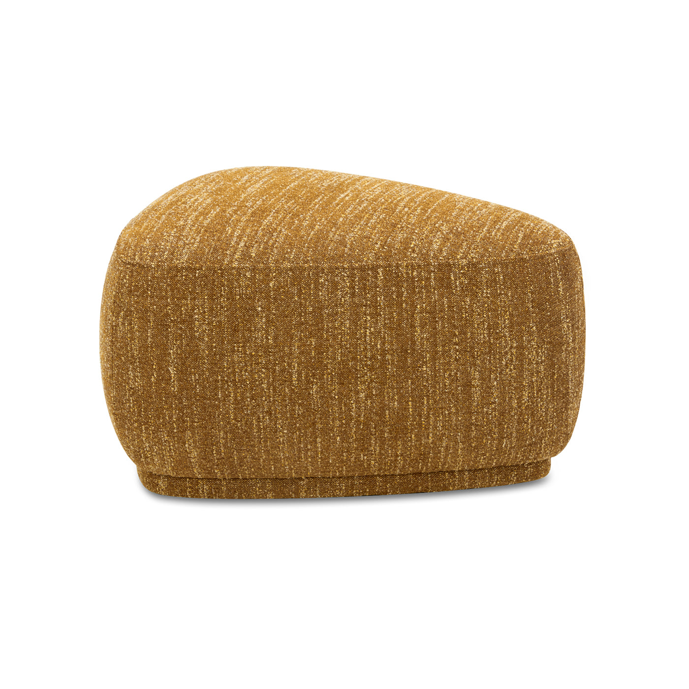 Pebble 26" Rounded Triangle Cocktail Ottoman, Mustard Yellow Tweed