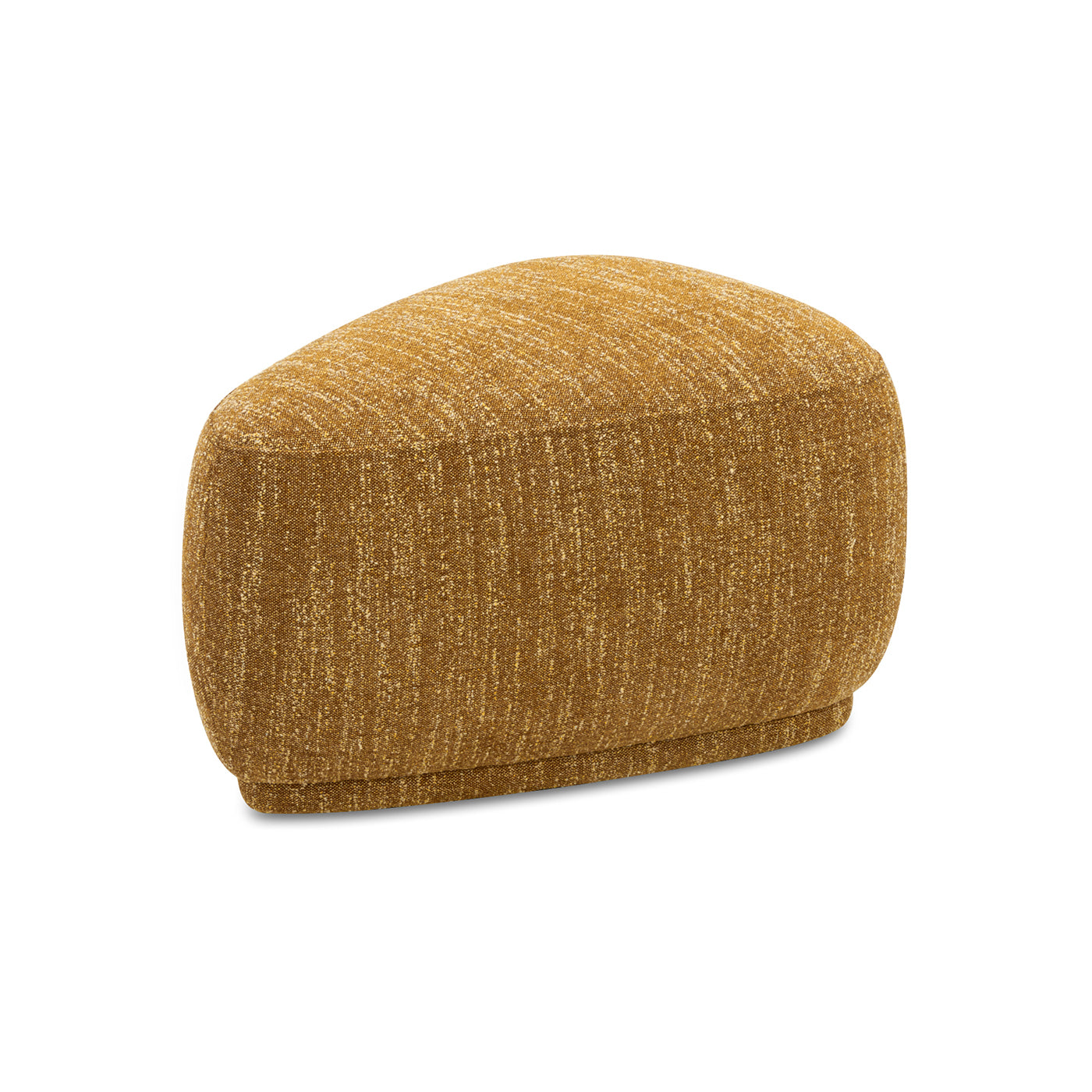 Pebble 26" Rounded Triangle Cocktail Ottoman, Mustard Yellow Tweed