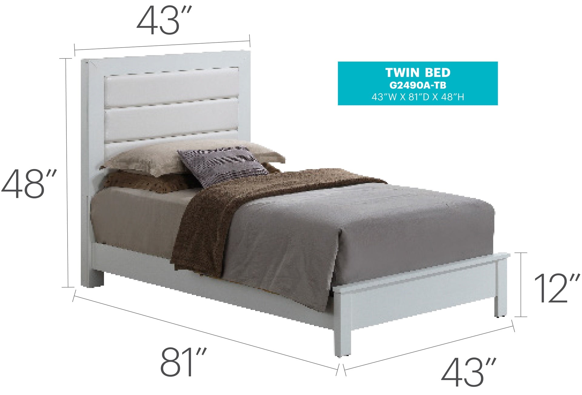 Contemporary Twin Bed In Elegant White
