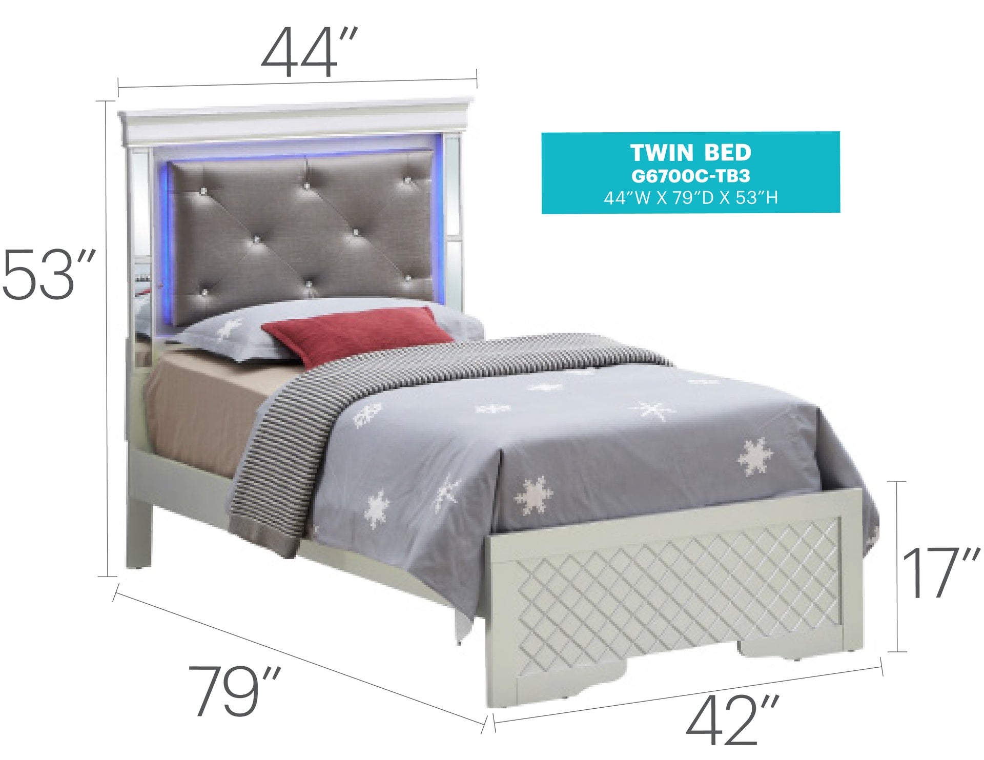 Verona G6700C-TB3 Twin Bed , Silver Champagne