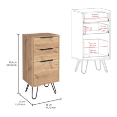 Augusta Light Dresser, Hairpin Legs, Superior Top,Three Drawers -Light Oak