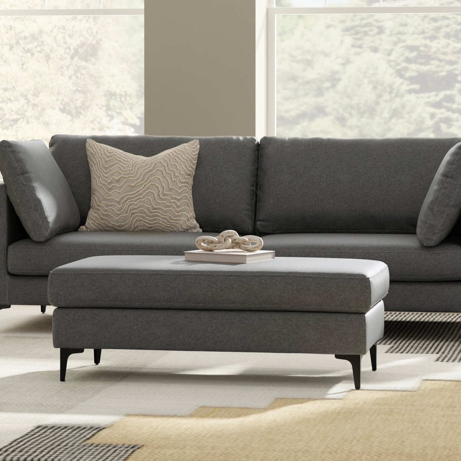 Ava Mid Century Ottoman Bench