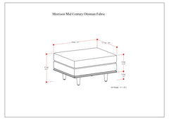 Morrison Ottoman in Mist Grey Woven-Blend Fabric