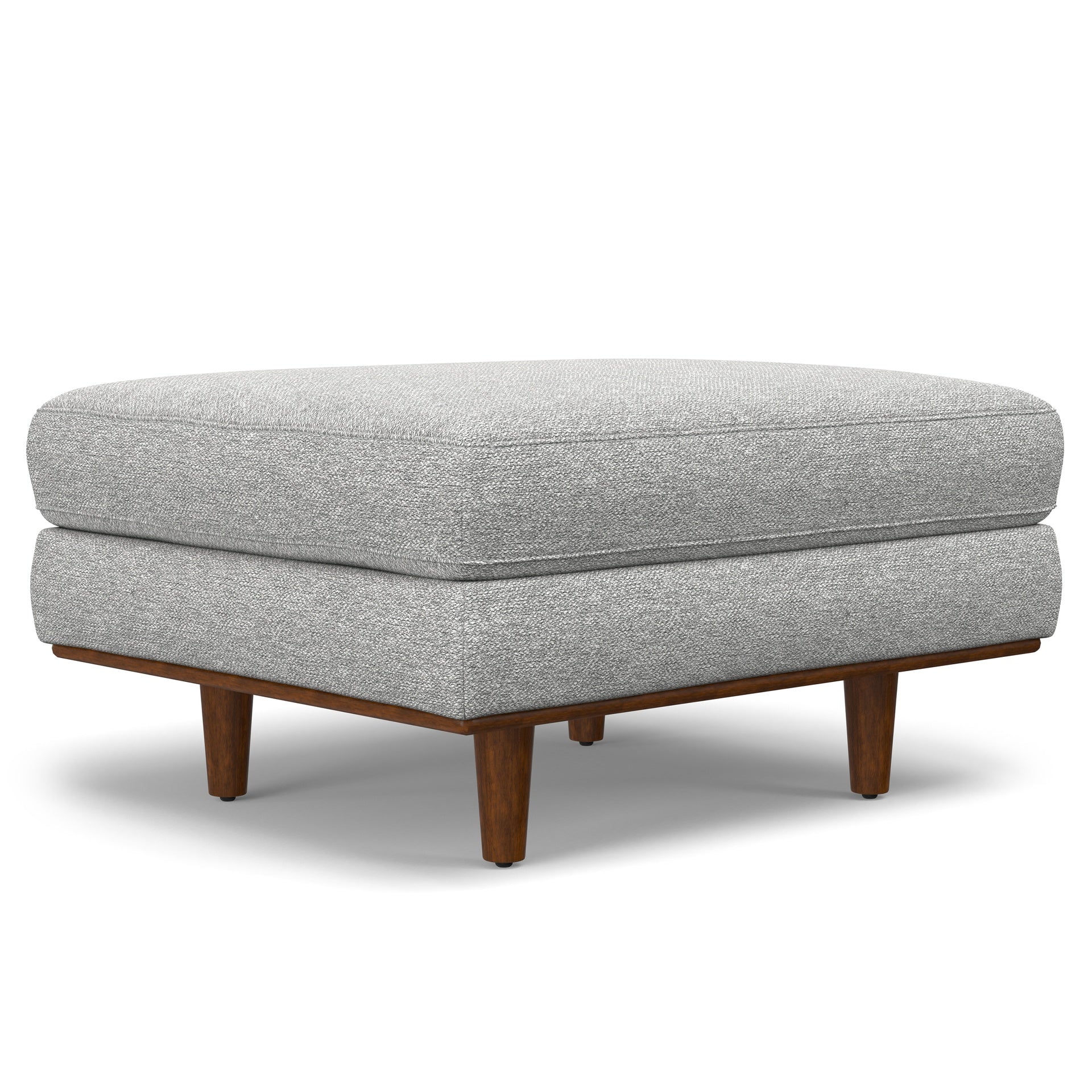 Morrison Ottoman in Mist Grey Woven-Blend Fabric