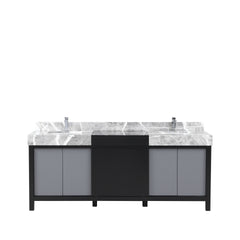 Black and Grey Double Bath Vanity 80 in. W x 22 in. D, Castle Grey Marble Top and Chrome Faucet Set