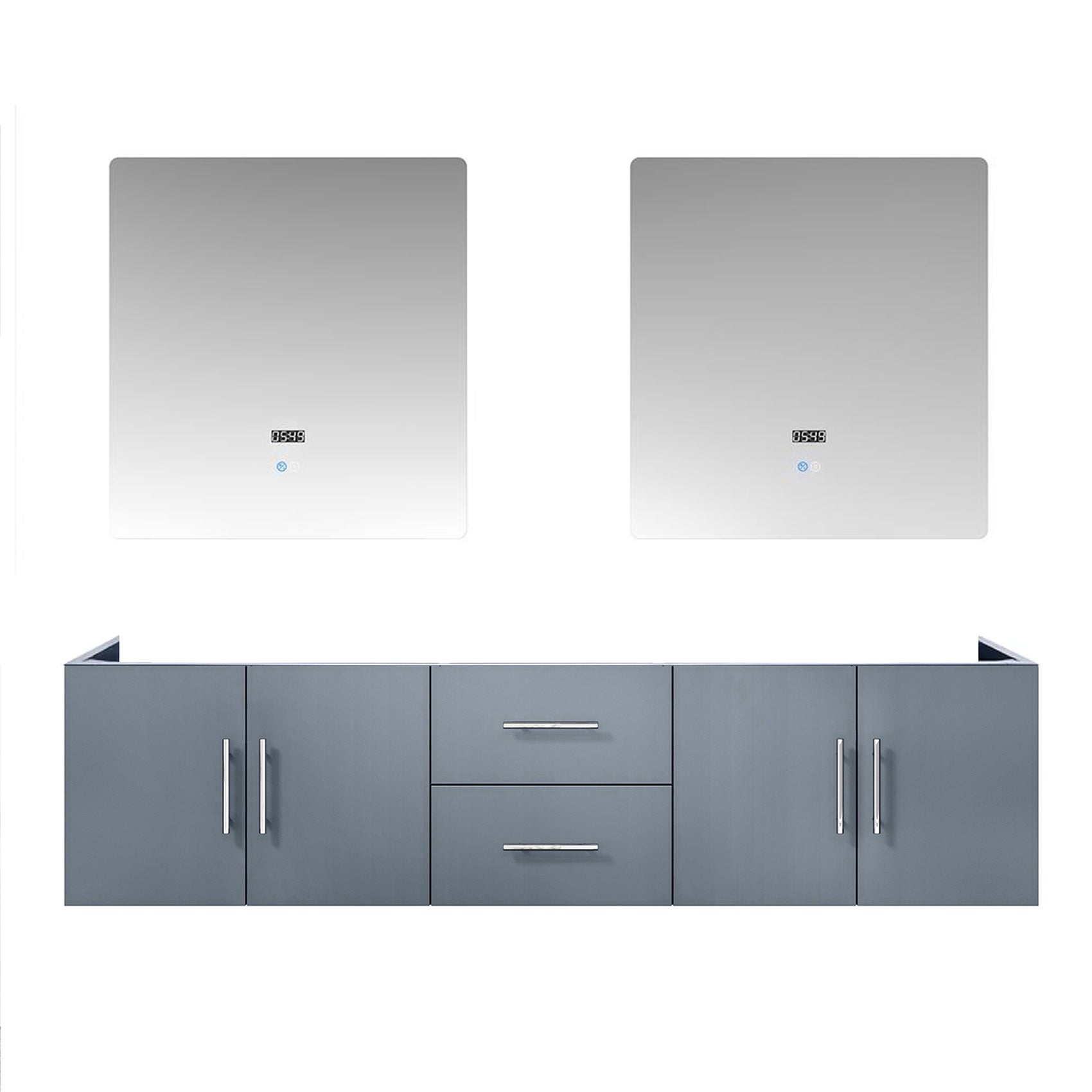 Dark Grey Double Bath Vanity 72 in. W x 22 in. D, and 30 in. LED Mirrors