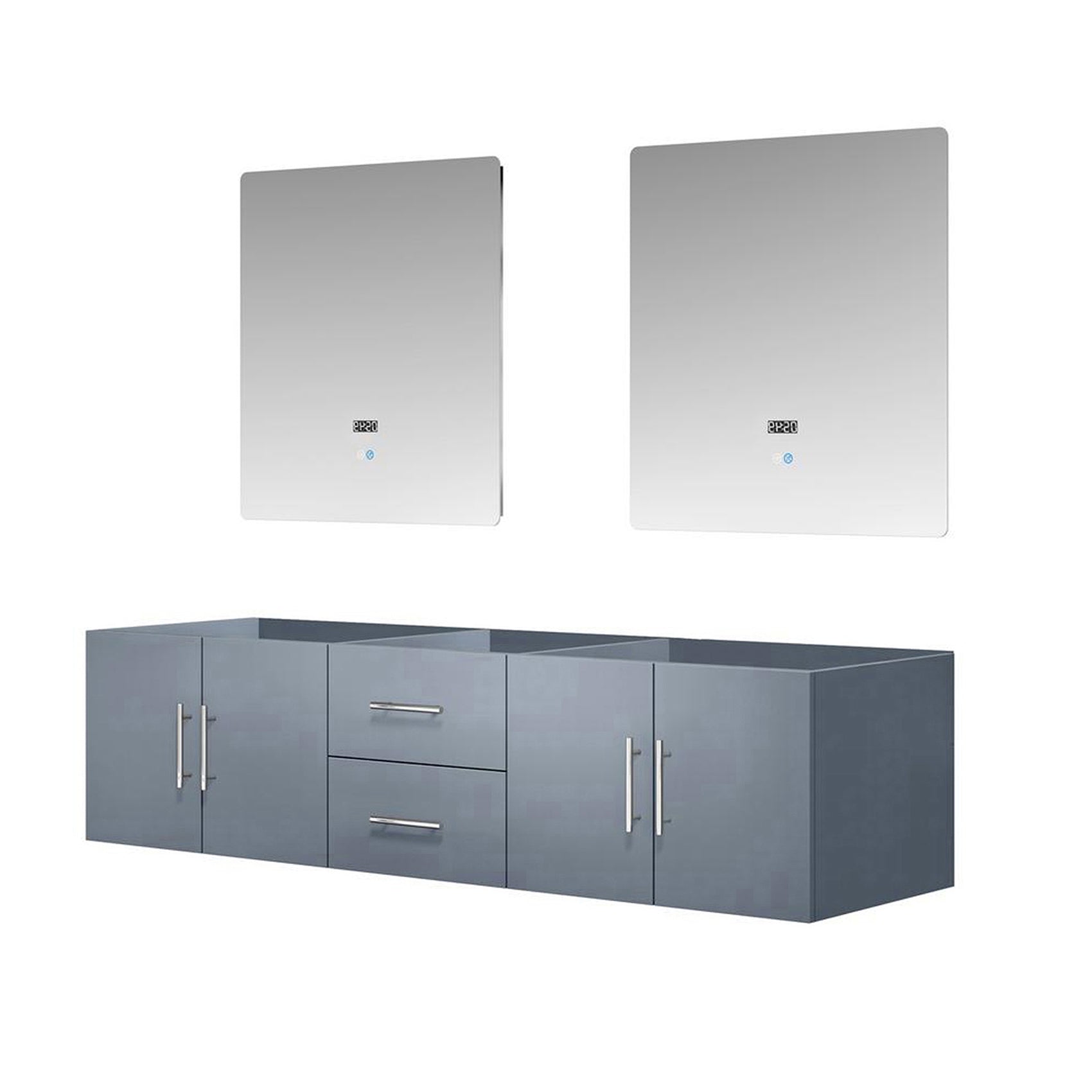Dark Grey Double Bath Vanity 72 in. W x 22 in. D, and 30 in. LED Mirrors
