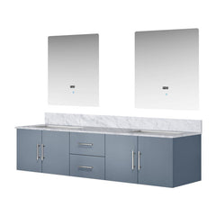 Dark Grey Double Bath Vanity 80 in. W x 22 in. D, Carrara Marble Top, and 30 in. LED Mirrors