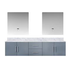 Dark Grey Double Bath Vanity 80 in. W x 22 in. D, Carrara Marble Top, and 30 in. LED Mirrors