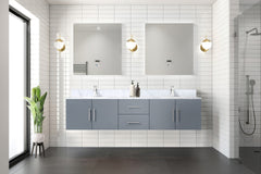 Dark Grey Double Bath Vanity 80 in. W x 22 in. D, Carrara Marble Top, Faucet Set, and 30 in. LED Mirrors