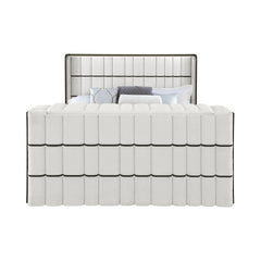 Isaiah White and Black King Bed with 50" TV Lift-LED, Speakers and Fireplace