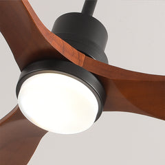 Hot sales 60 Inch Modern Black Ceiling Fan With Light 3 Solid Wood Blades Remote Control Reversible DC Motor With Dimmable LED