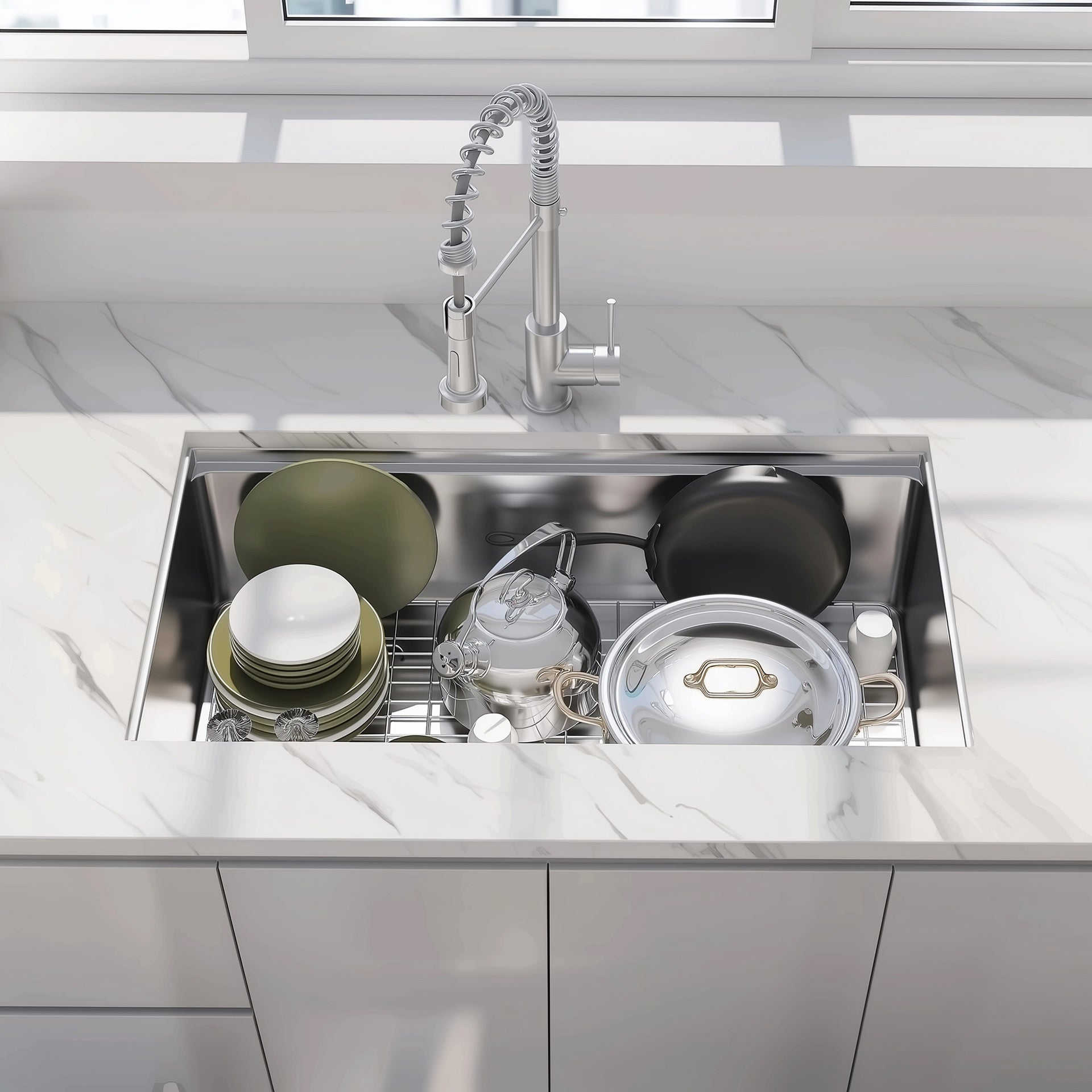 30 Undermount Workstation Sink-30 x 18 Inch Undermount Stainless Steel Kitchen Sink 18 Gauge, Handmade R10 Radius 10 Inch Deep Undermount Single Bowl Sink with Accessories