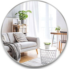42 Inch Silver Metal Framed Round Bathrrom Mirror for Wall.(W2203P156440)