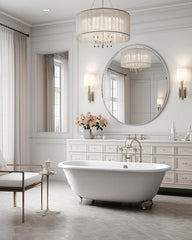 42 Inch Silver Metal Framed Round Bathrrom Mirror for Wall.(W2203P156440)