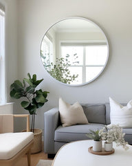 42 Inch Silver Metal Framed Round Bathrrom Mirror for Wall.(W2203P156440)