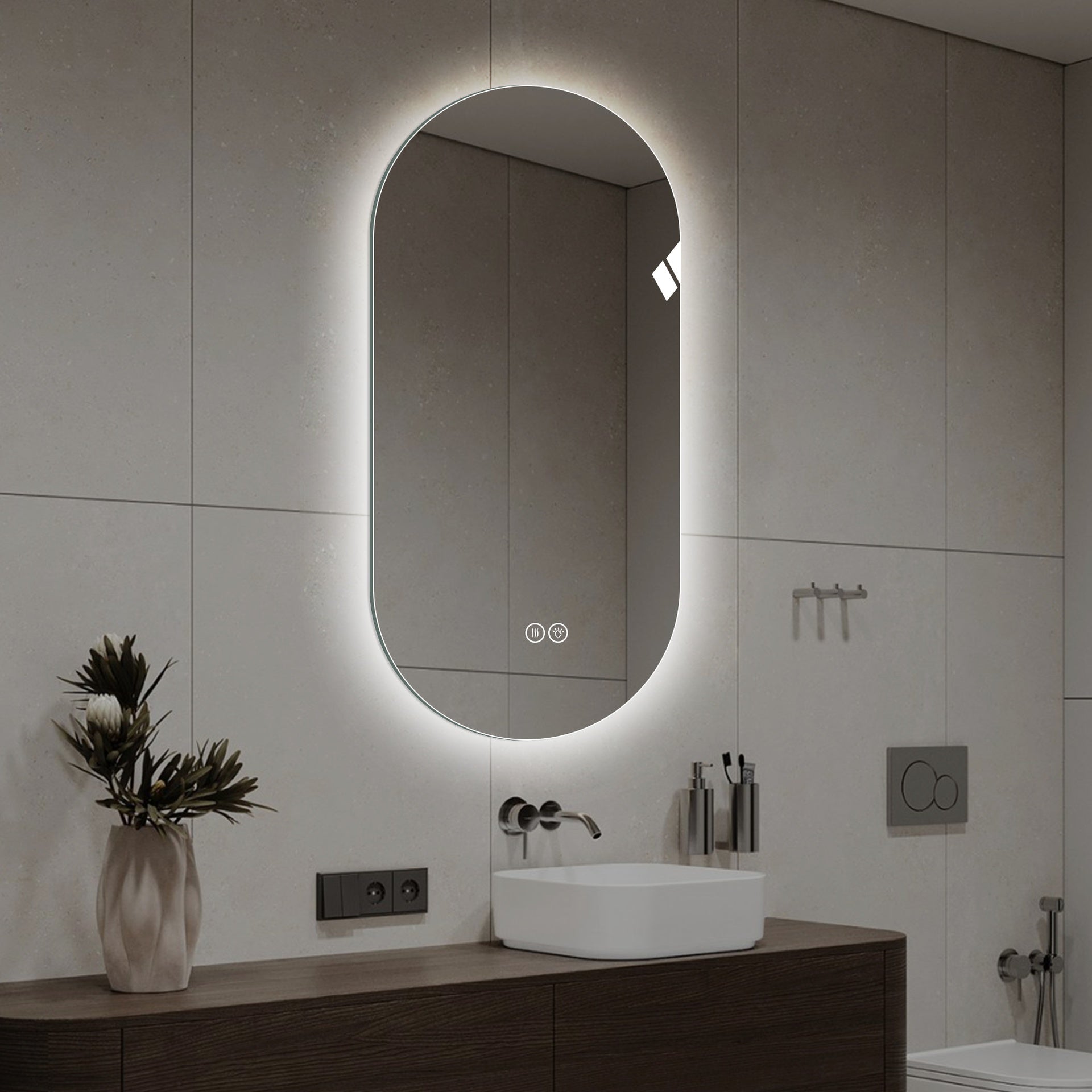 48*24 inch Smart Wall Mounted LED Touch Screen Anti-fog Mirror Bathroom Mirror, Barber Shop Mirror
