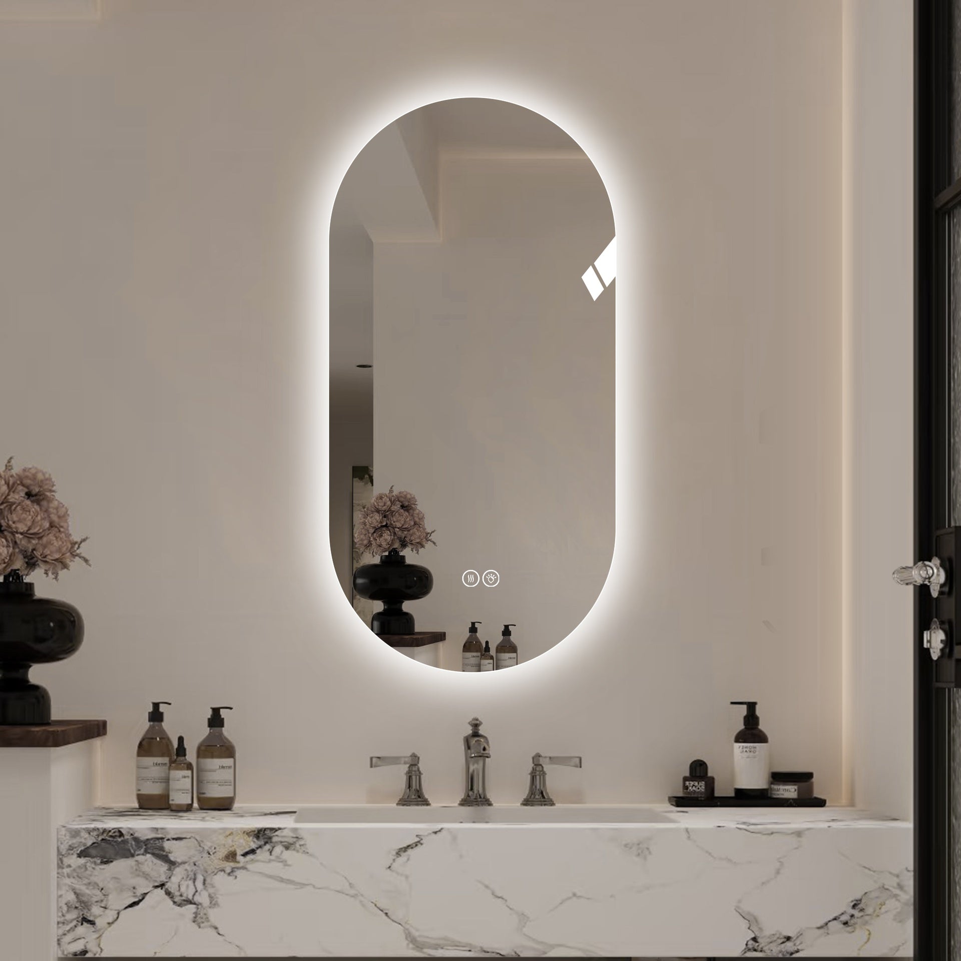 48*24 inch Smart Wall Mounted LED Touch Screen Anti-fog Mirror Bathroom Mirror, Barber Shop Mirror