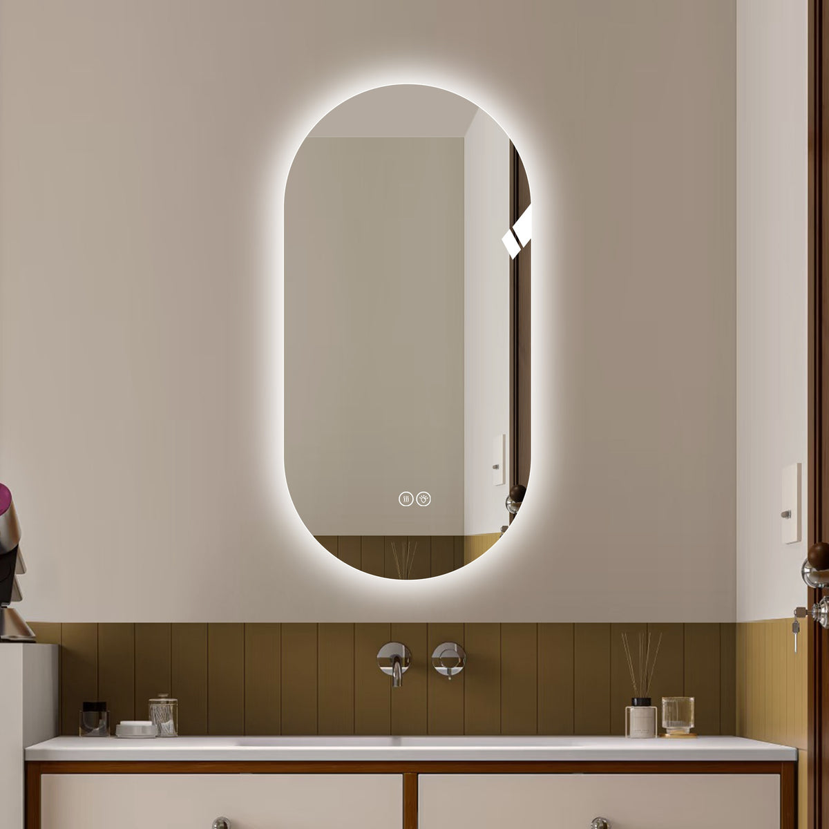48*24 inch Smart Wall Mounted LED Touch Screen Anti-fog Mirror Bathroom Mirror, Barber Shop Mirror