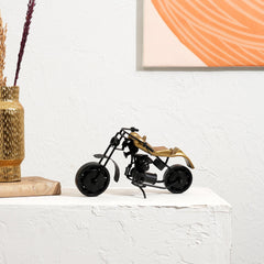 Classic Black Motorcycle Model Sculpture – 10.25x5.5x4.75" Decorative Table Accent